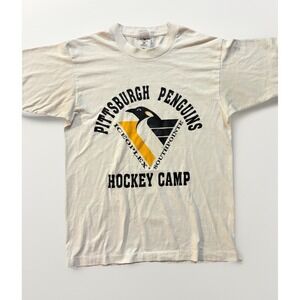 Vtg Pittsburgh Penguins Shirt Hockey Camp NHL Size M Single Stitch Made In USA